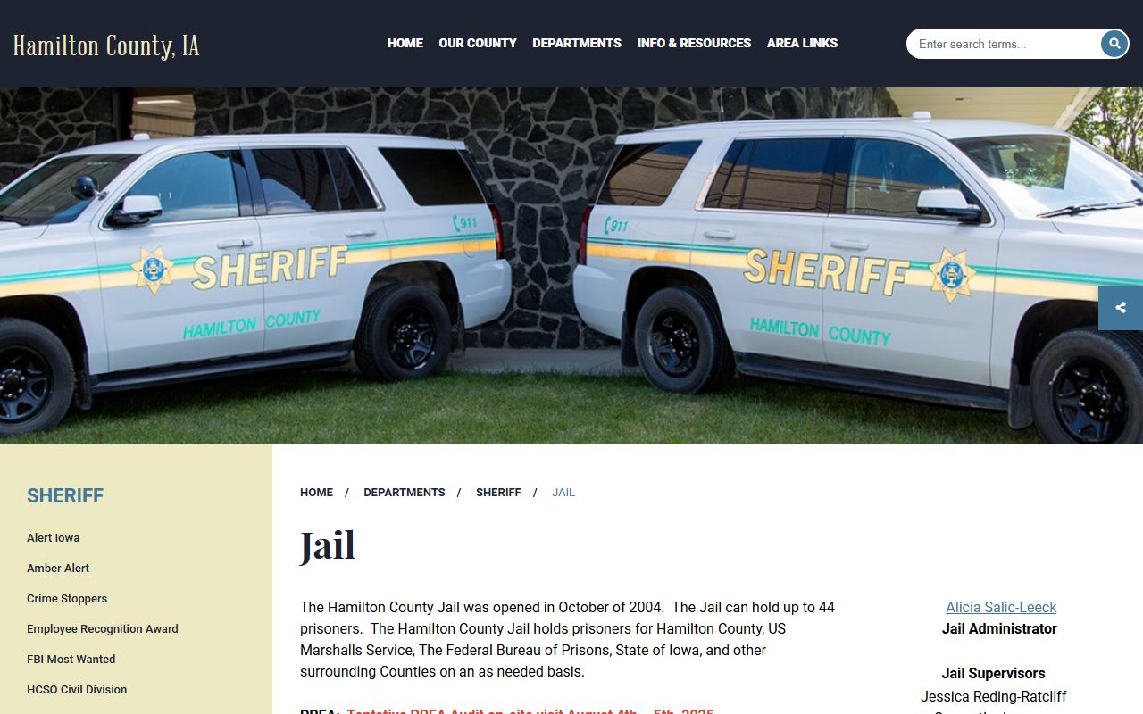 Hamilton County Jail inmate lookup and facility information page
