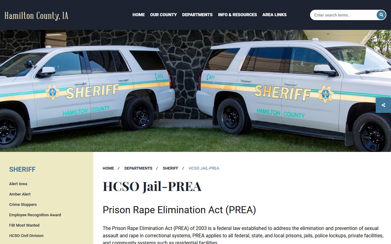 Hamilton County Jail PREA safety reporting information