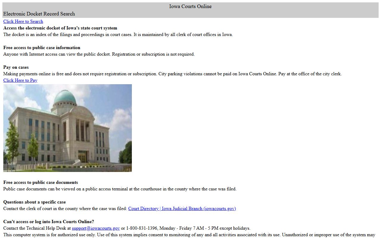 Iowa Courts Online search for Hamilton County court records after arrest
